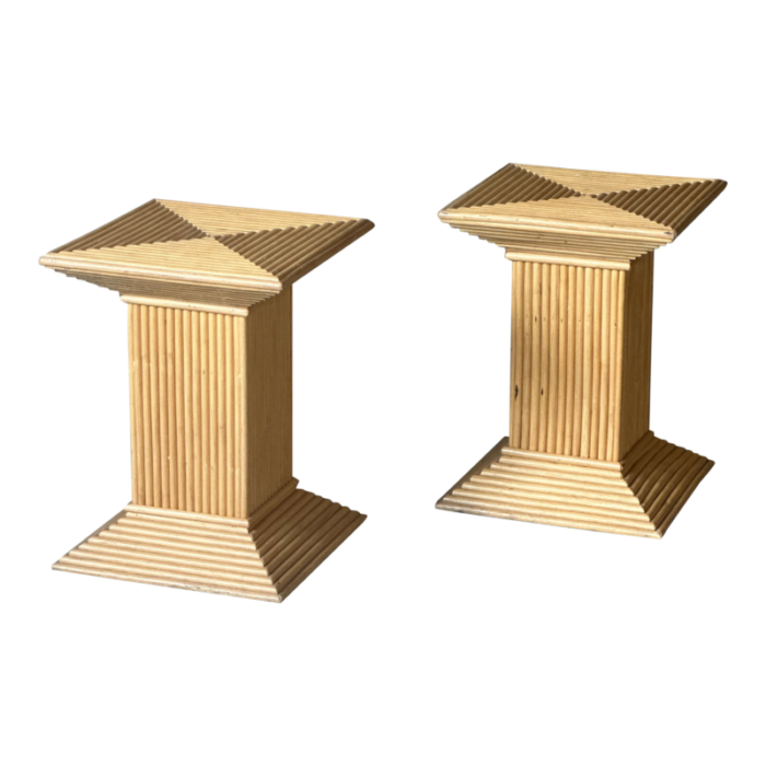 1960s vivai del sud italian split reed end tables a pair 4529