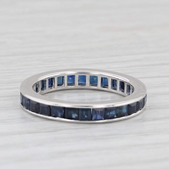 196ctw blue sapphire eternity band 18k white gold wedding stackable ring 2075