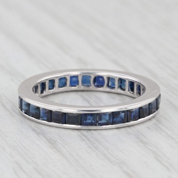 196ctw blue sapphire eternity band 18k white gold wedding stackable ring 2684