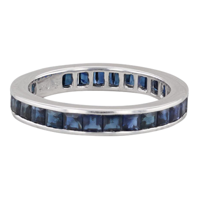 196ctw blue sapphire eternity band 18k white gold wedding stackable ring 5459