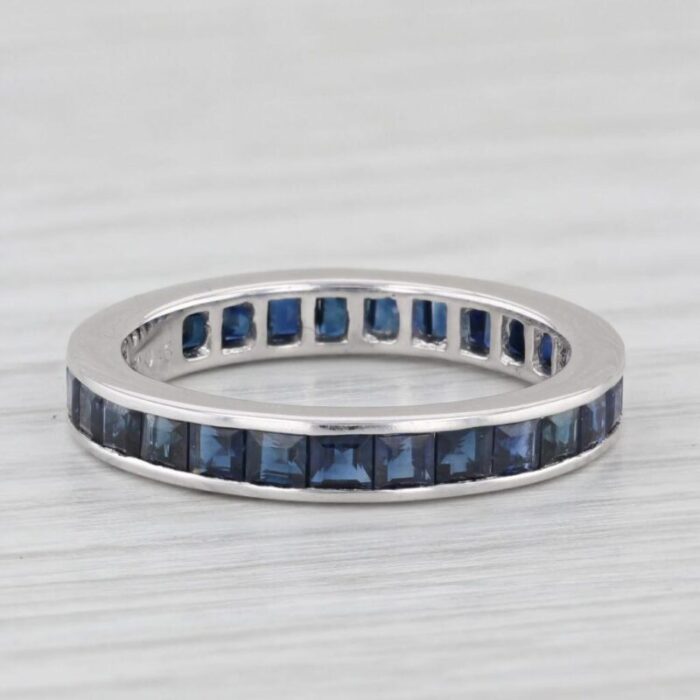 196ctw blue sapphire eternity band 18k white gold wedding stackable ring 6682