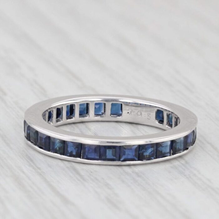 196ctw blue sapphire eternity band 18k white gold wedding stackable ring 6722