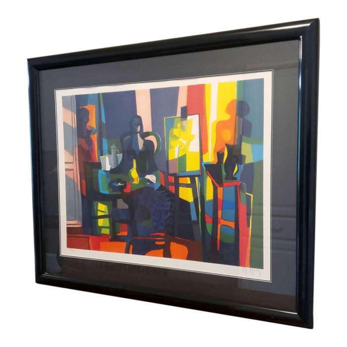 1970s mouly marcel personnages dans latelier signed numbered fine art framed 8067