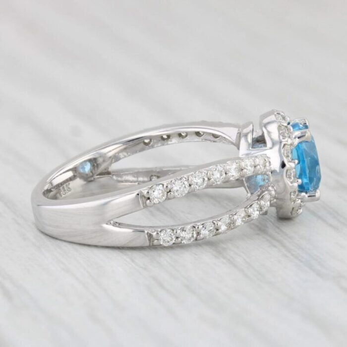 198ctw blue topaz diamond halo ring 14k white gold size 65 engagement 1474