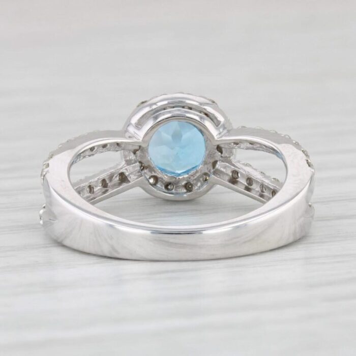 198ctw blue topaz diamond halo ring 14k white gold size 65 engagement 3080