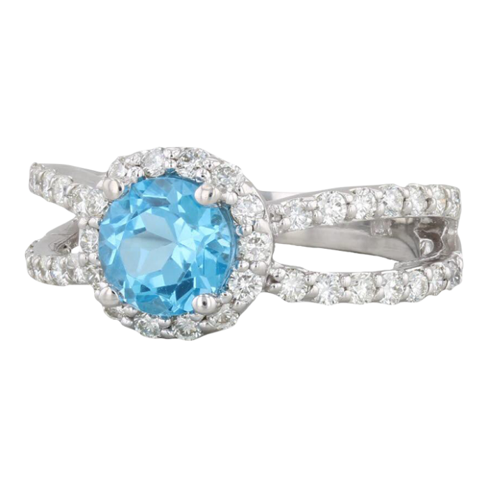 198ctw blue topaz diamond halo ring 14k white gold size 65 engagement 5412