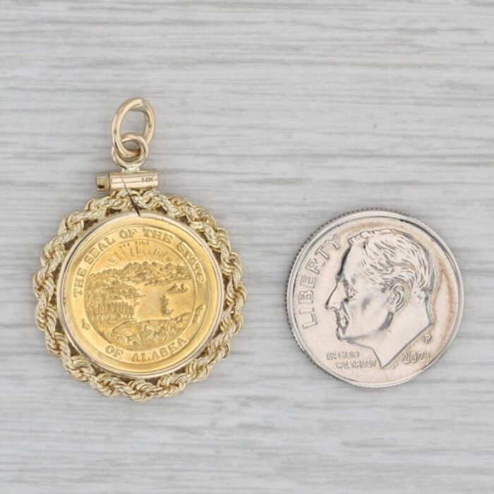 1994 alaska grizzly bear coin pendant 14k 999 gold state great seal 8422