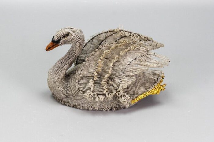 19th century beaded swan figure 12