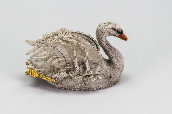 19th century beaded swan figure 14