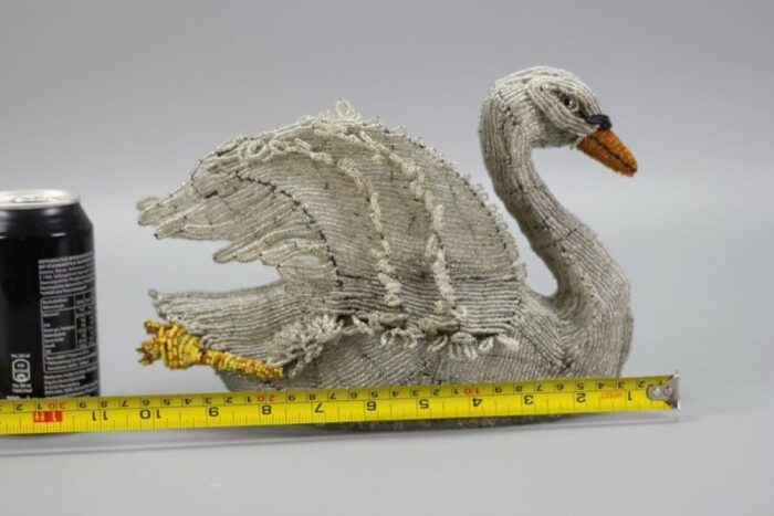 19th century beaded swan figure 19