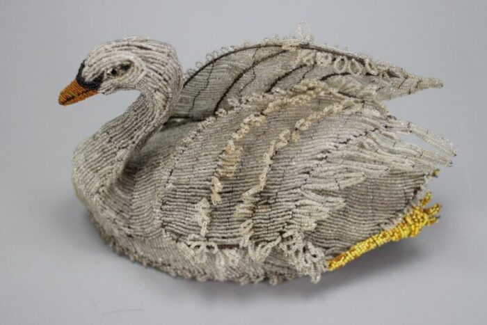 19th century beaded swan figure 20