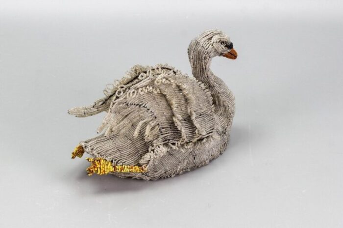 19th century beaded swan figure 8