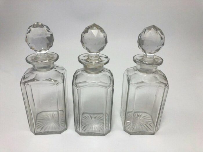 19th century bronze liqueur case with crystal decanters set of 4 10