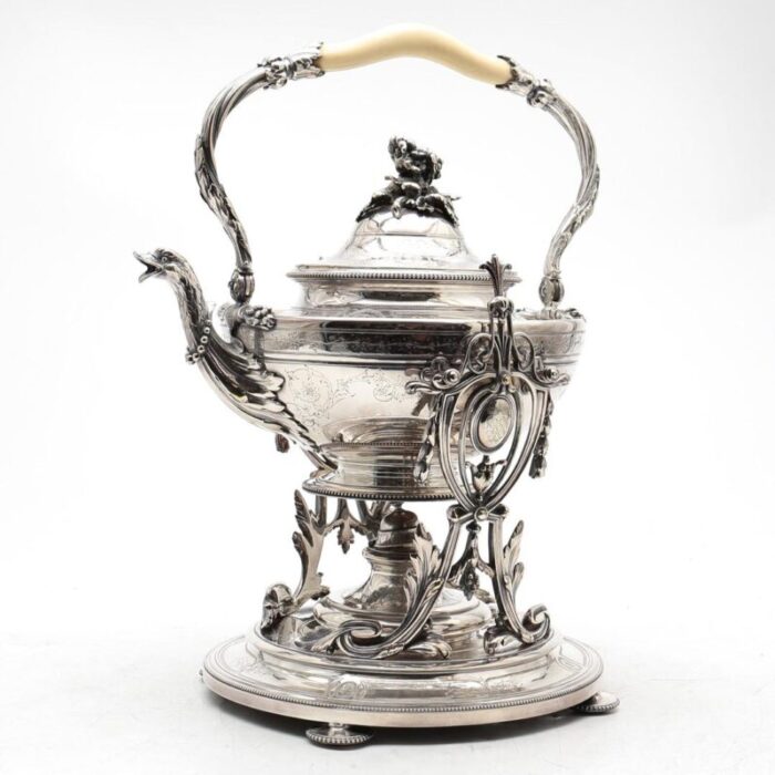 19th century french christofle silver plated samovar and teapot set 4 piece original 2442