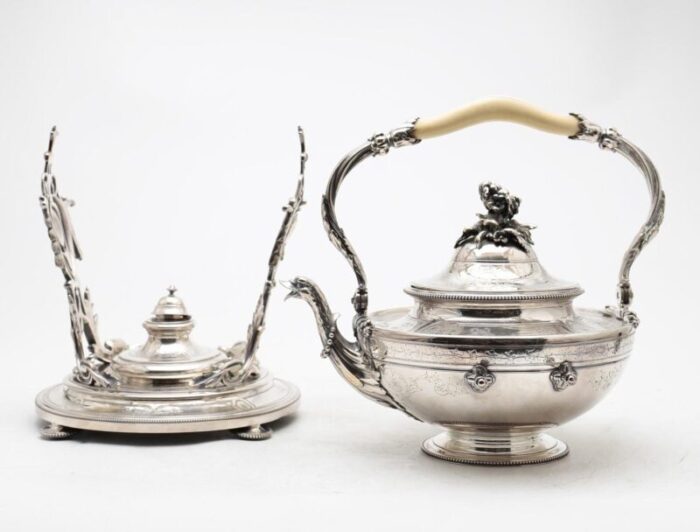 19th century french christofle silver plated samovar and teapot set 4 piece original 4097