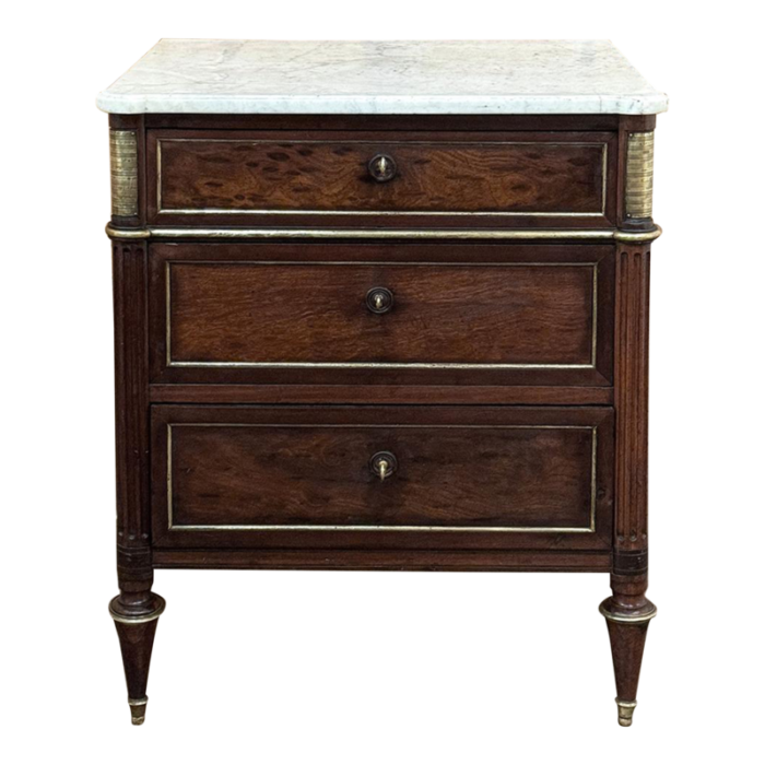 19th century french louis xvi mahogany carrara marble top commode 0545