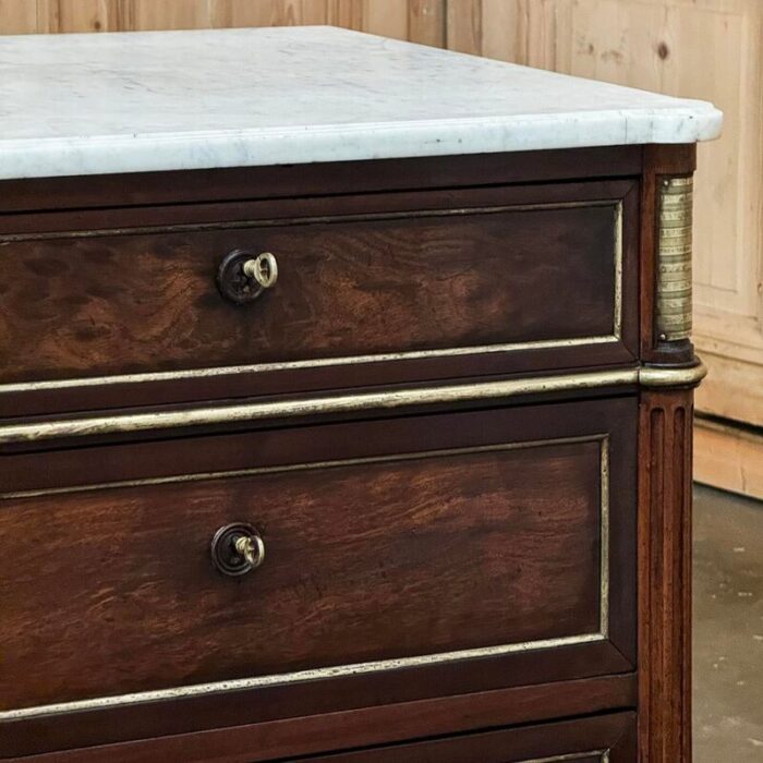 19th century french louis xvi mahogany carrara marble top commode 2530