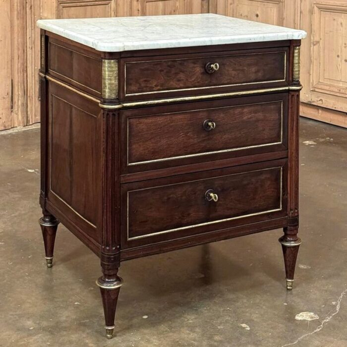 19th century french louis xvi mahogany carrara marble top commode 3387