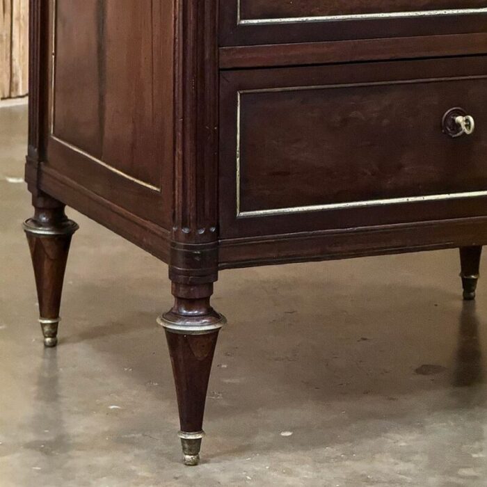 19th century french louis xvi mahogany carrara marble top commode 4713