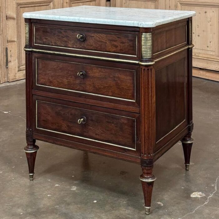 19th century french louis xvi mahogany carrara marble top commode 7191