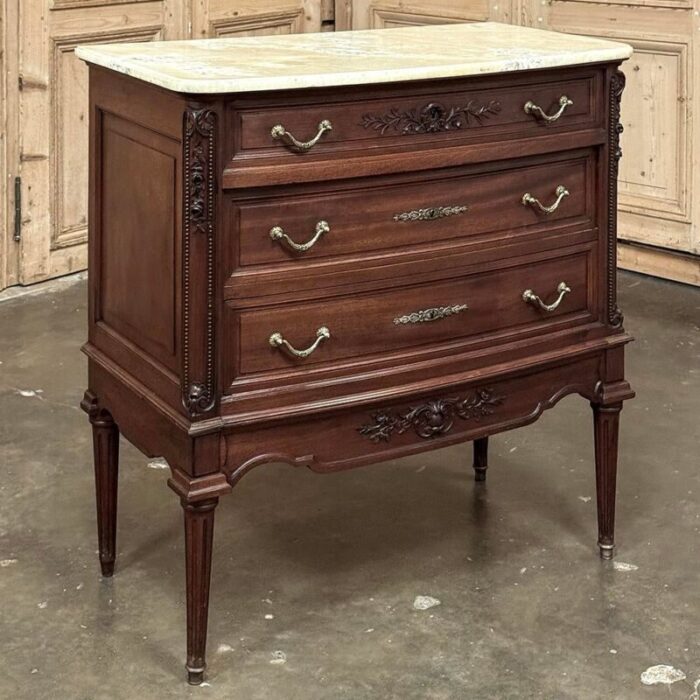 19th century french louis xvi mahogany onyx top commode 3697