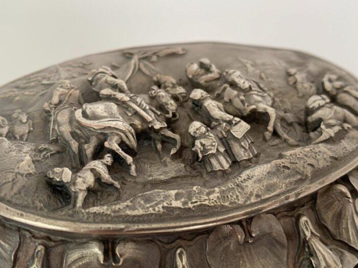 19th century silver bronze wedding scene jewelry box 11