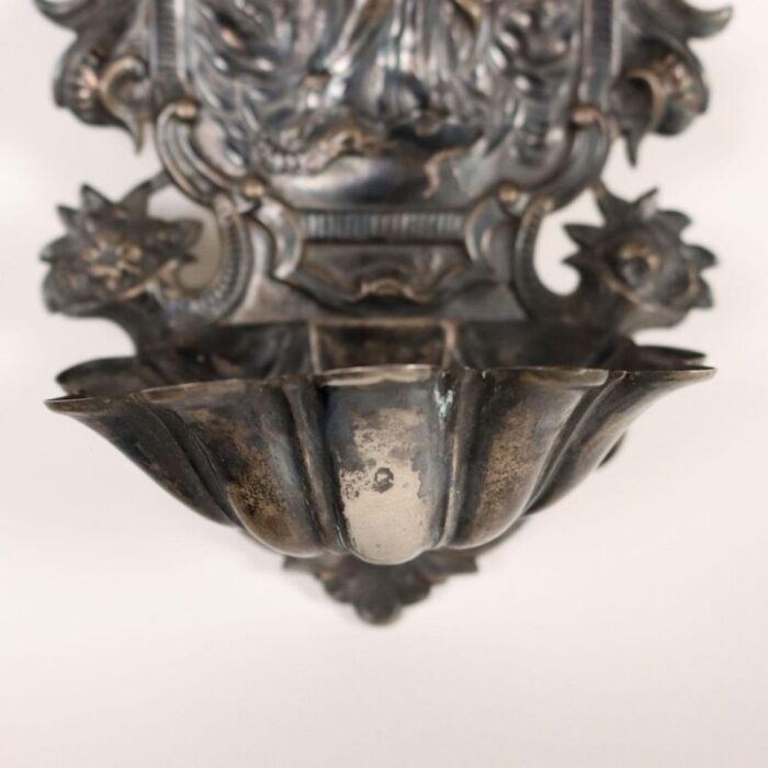 19th century silver holy water stoup italy 8