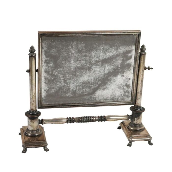 19th century table mirror in silver metal uk 1