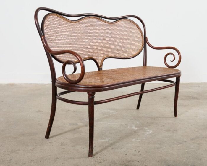 19th century thonet no 5 bentwood cane settee 0834