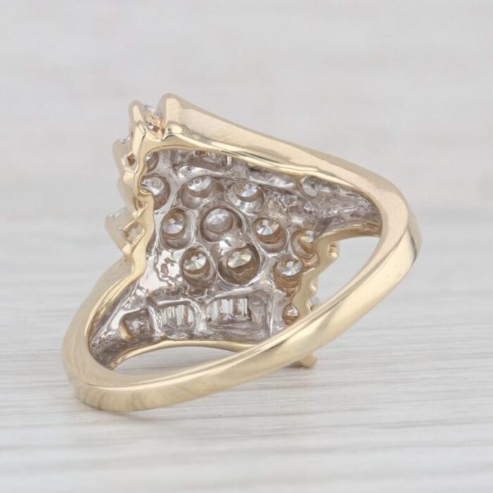 1ctw diamond cluster bypass ring 14k yellow gold size 8 cocktail 4316