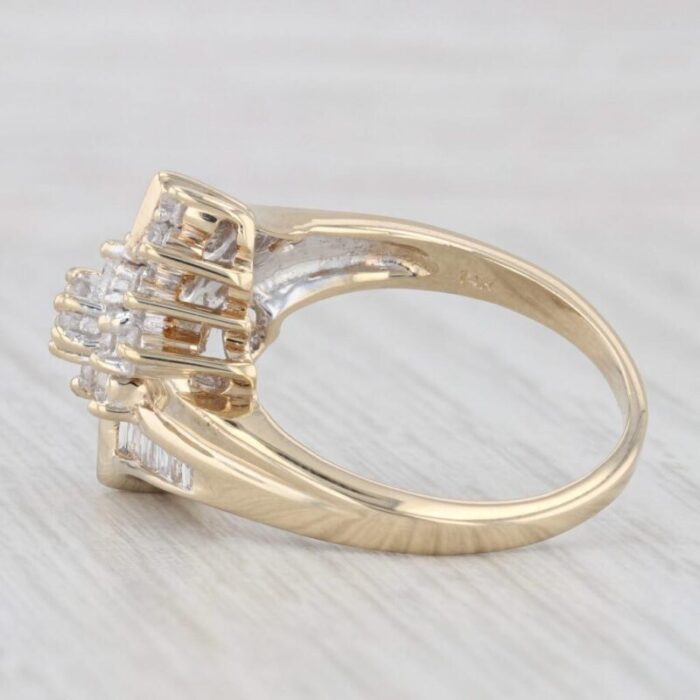 1ctw diamond cluster bypass ring 14k yellow gold size 8 cocktail 4990