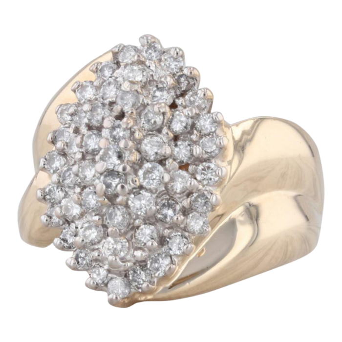 1ctw diamond cluster ring 14k yellow gold size 8 bypass cocktail 9064