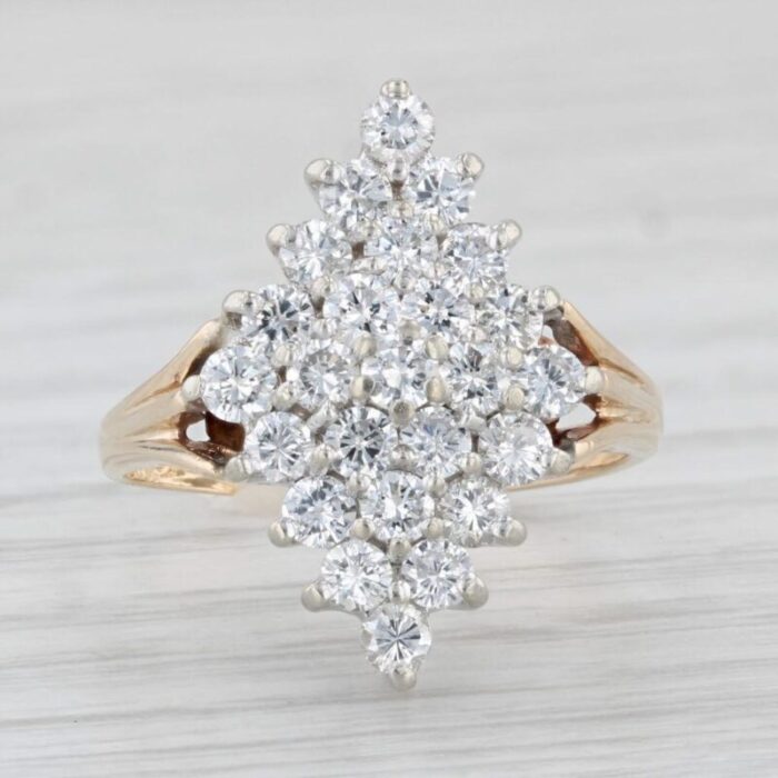 1ctw diamond cluster ring 14k yellow white gold size 525 2002