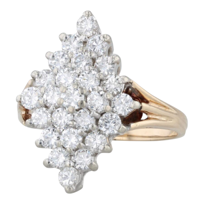 1ctw diamond cluster ring 14k yellow white gold size 525 2976