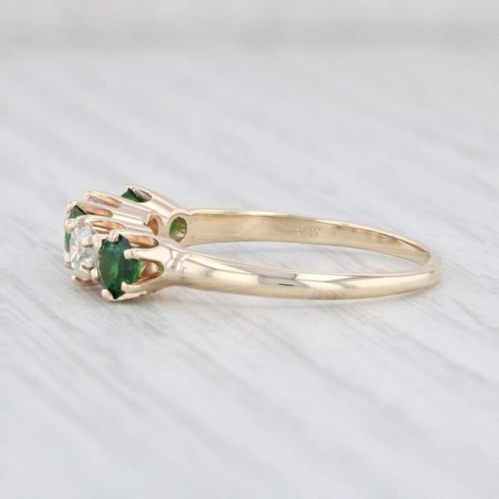 1ctw green tourmaline diamond ring 14k yellow gold size 4 stackable 2507