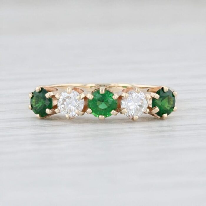 1ctw green tourmaline diamond ring 14k yellow gold size 4 stackable 2539