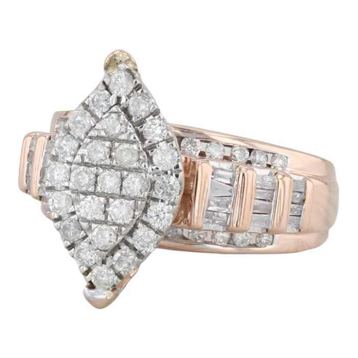 1ctw marquise diamond cluster ring 10k rose gold size 7 engagement 4517