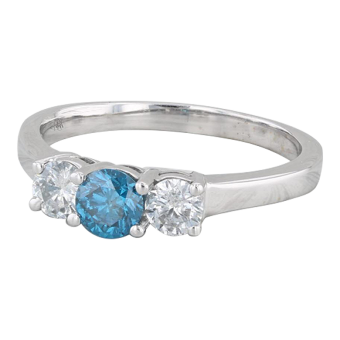 1ctw round blue white diamond 3 tone engagement ring 14k white gold size 85 7376