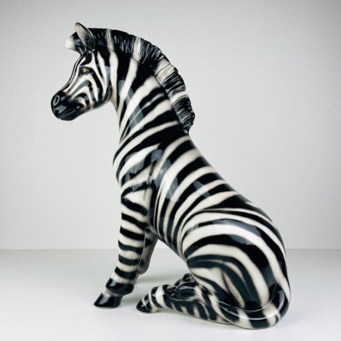 2000s large ceramic sculpture of zebra from bassano italy 2629