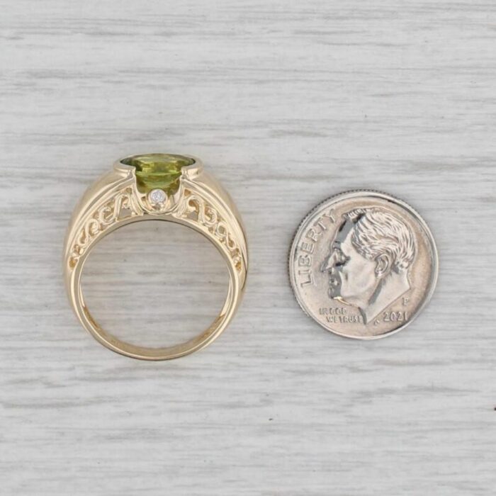 202ctw oval peridot diamond ring 14k yellow gold size 725 2253