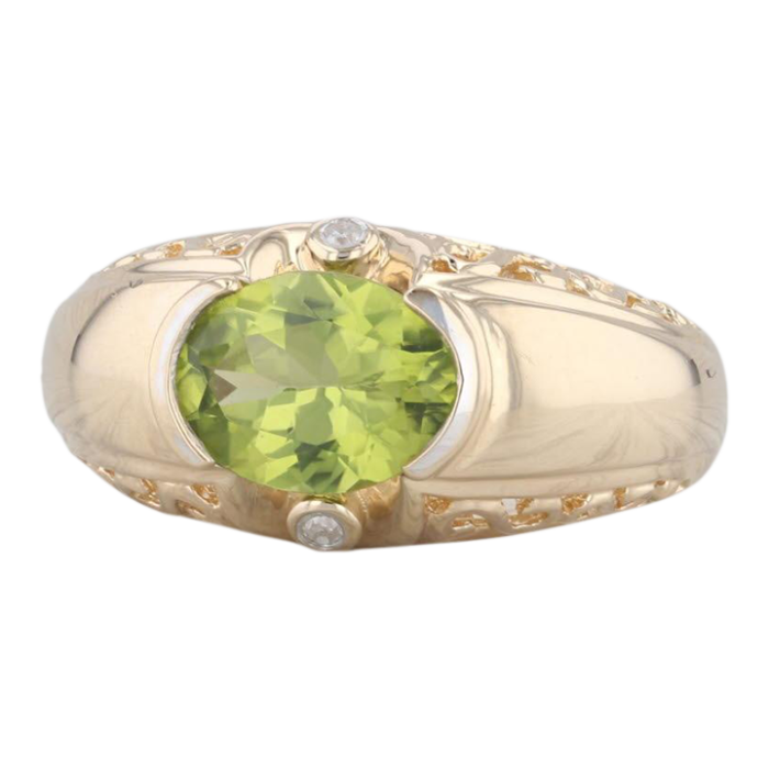 202ctw oval peridot diamond ring 14k yellow gold size 725 3380