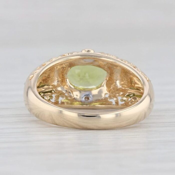 202ctw oval peridot diamond ring 14k yellow gold size 725 5692