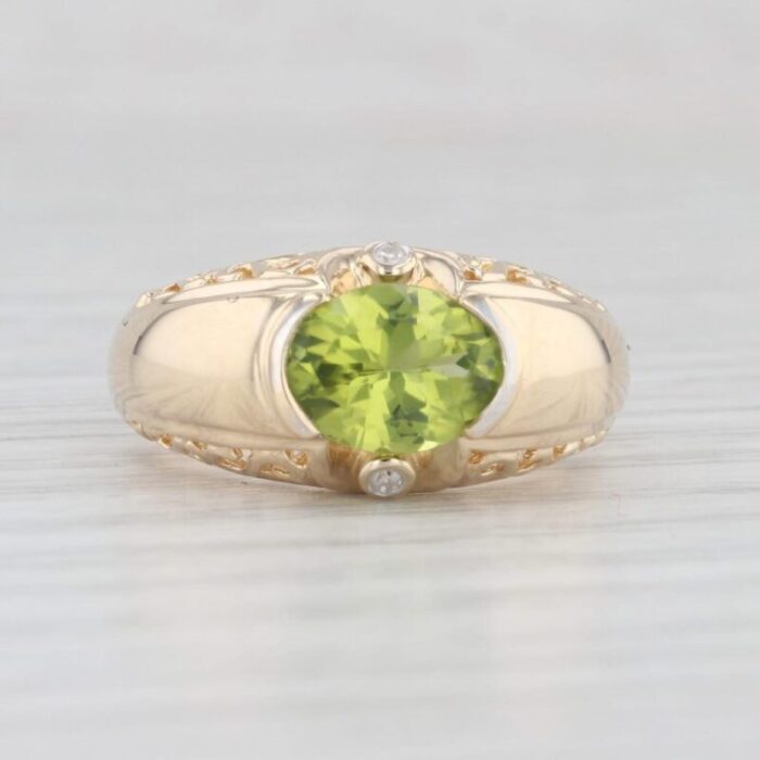 202ctw oval peridot diamond ring 14k yellow gold size 725 7511