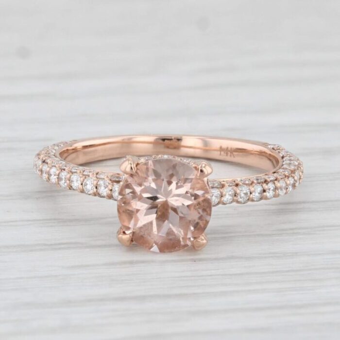 202ctw peach morganite diamond engagement ring 14k rose gold size 625 0889