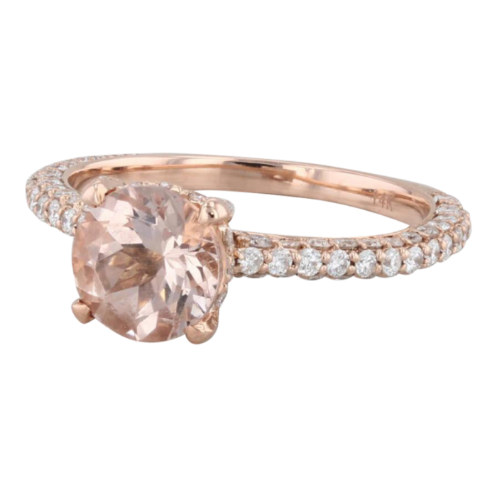 202ctw peach morganite diamond engagement ring 14k rose gold size 625 1007