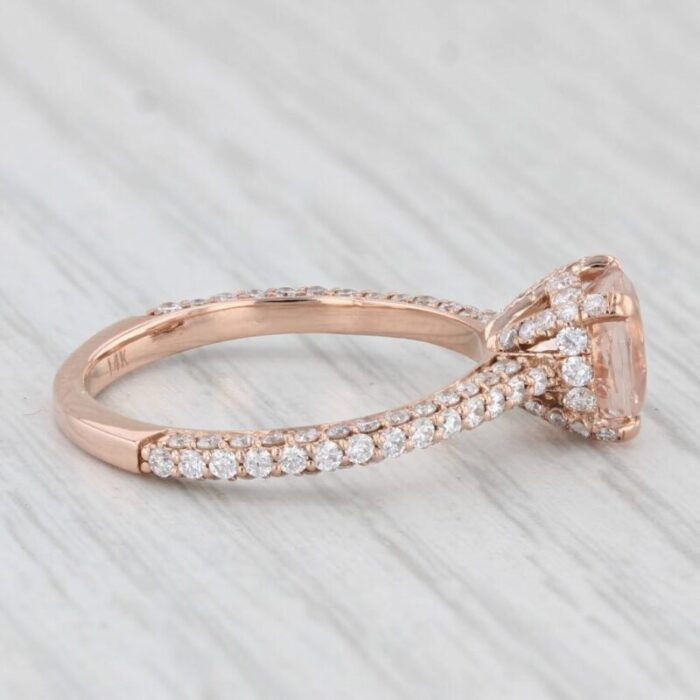 202ctw peach morganite diamond engagement ring 14k rose gold size 625 3779