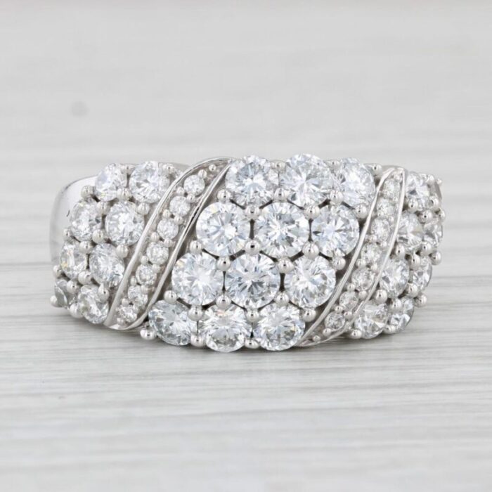 205ctw lab created diamond ring 10k white gold size 1075 cocktail cluster 3137