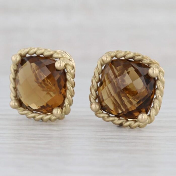 20ctw brown smoky quartz earrings 14k yellow gold omega backs maz 5473