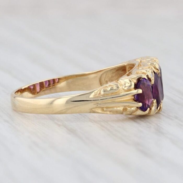 212ctw amethytst diamond ring 18k yellow gold stackable tapering 5 stone size 9 2367