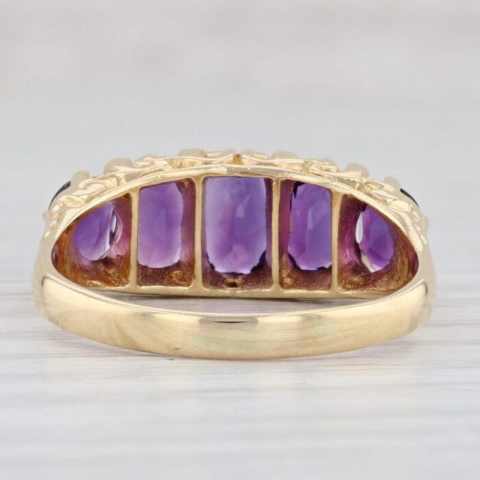 212ctw amethytst diamond ring 18k yellow gold stackable tapering 5 stone size 9 8288 1